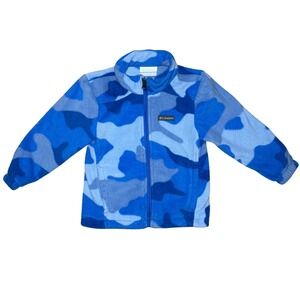 Columbia Fleece Jacket Kids 3T Blue Camo Full Zip